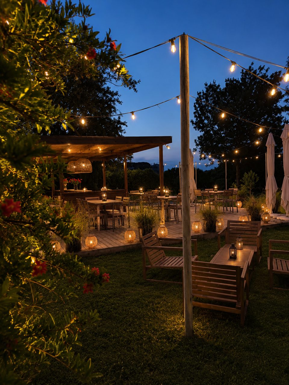 Aperitivo al tramonto nel giardino a Cervia